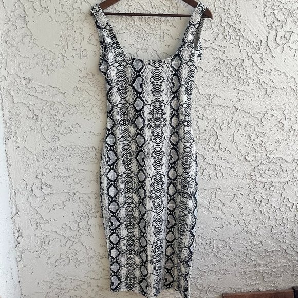 SHEIN Snake-Print Backless Bodycon Dress Women's Large - Picture 2 of 6
